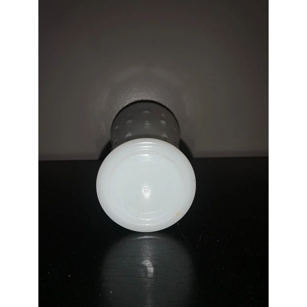 Vintage Anchor Hocking White Milk‎ Glass Vase Raised Dot Pattern Scalloped Rim
